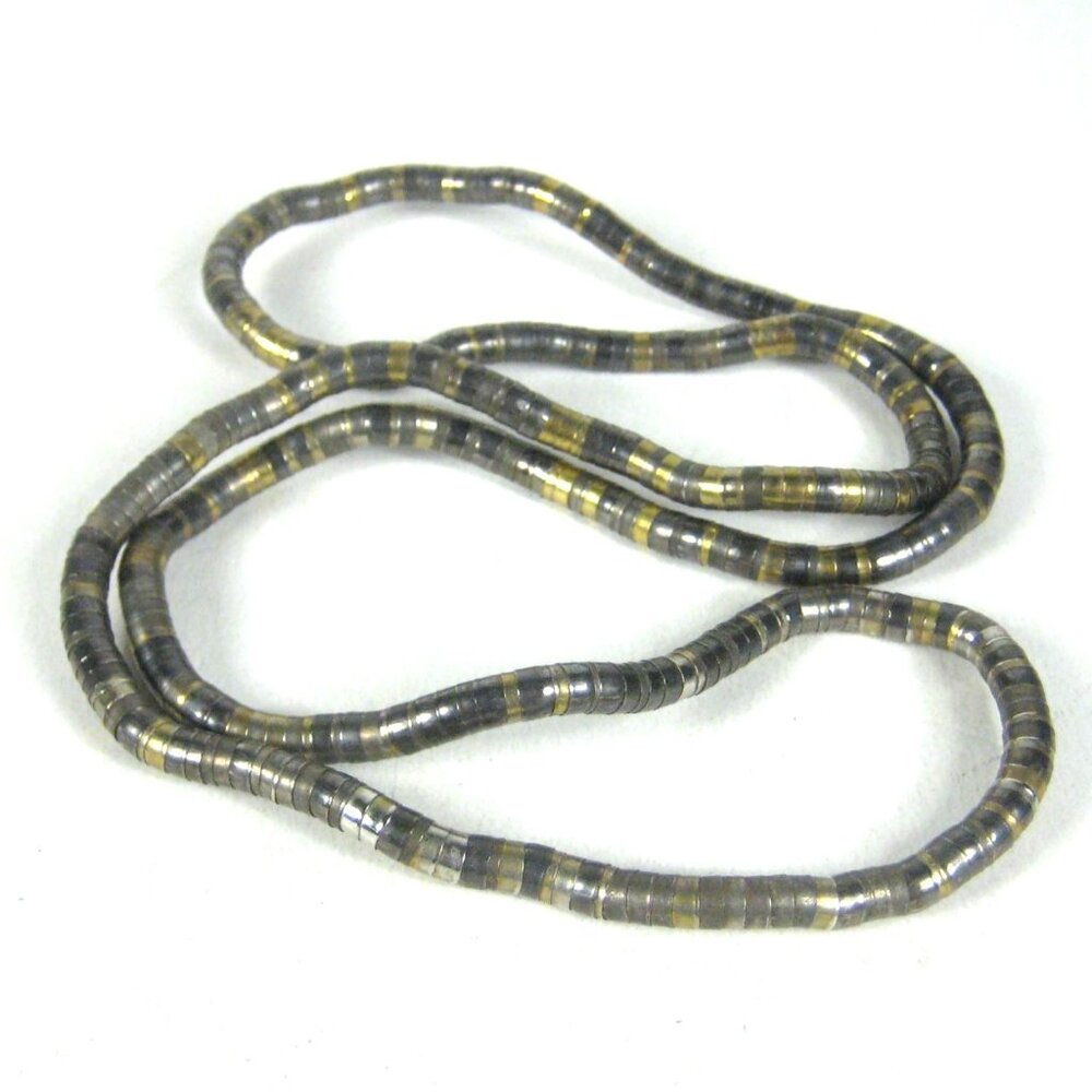 Tricolor Metal Necklace Flex Mixed Metal Coil Bendable Moldable Vintage 34 in